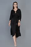 Buy_Angry Owl_Black Modal V Neck Asymmetric Kaftan Dress _at_Aza_Fashions