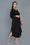 Shop_Angry Owl_Black Modal V Neck Asymmetric Kaftan Dress _at_Aza_Fashions