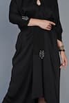 Angry Owl_Black Modal V Neck Asymmetric Kaftan Dress _Online_at_Aza_Fashions