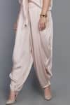 Buy_Angry Owl_Pink Modal Embroidery V Neck Asymmetric Top And Dhoti Pant Set _Online_at_Aza_Fashions