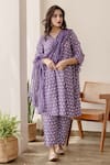 Buy_Gulabo Jaipur_Purple Cotton Printed Floral V Neck Kurta Set _at_Aza_Fashions