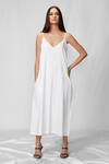 Buy_Aligne_White Cotton Satin Shift Dress_at_Aza_Fashions