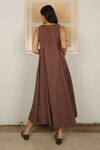 Buy_Ayaka_Brown Cotton Corduroy Flared Maxi Dress_Online_at_Aza_Fashions