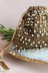 Nayaab By Sonia_Gold Embellished Silk Pearl Potli_Online_at_Aza_Fashions