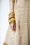 Shop_Shorshe Clothing_Beige Handloom Striped Tissue V Neck Woven Kurta And Pant Set _Online_at_Aza_Fashions