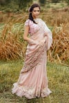 Buy_Anushree Reddy_Peach Organza Saree With Blouse_at_Aza_Fashions