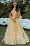 Buy_Anushree Reddy_Yellow Tulle Embroidered Lehenga Set_at_Aza_Fashions