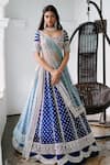 Buy_Anushree Reddy_Blue Raw Silk Embroidered Lehenga Set_at_Aza_Fashions