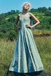 Buy_Maison Blu_Green Silk V Neck Embroidered Jumpsuit _at_Aza_Fashions
