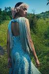 Shop_Maison Blu_Green Silk V Neck Embroidered Jumpsuit _at_Aza_Fashions