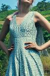 Maison Blu_Green Silk V Neck Embroidered Jumpsuit _Online_at_Aza_Fashions
