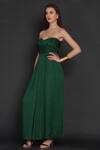 Angry Owl_Green Modal Sweetheart Neck Pleated Tube Gown _Online_at_Aza_Fashions