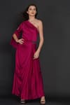 Angry Owl_Pink Modal One Shoulder Pleated Gown _Online_at_Aza_Fashions