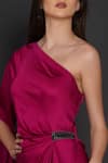 Shop_Angry Owl_Pink Modal One Shoulder Pleated Gown _Online_at_Aza_Fashions