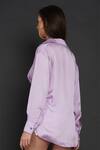 Shop_Angry Owl_Purple Modal Owl Motif Collared Neck Side Pleated Shirt _at_Aza_Fashions
