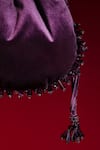 Aomidori Shimai_Purple Crystals And Bead Embellished New Light Potli Bag _Online_at_Aza_Fashions