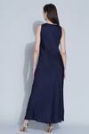 Shop_Angry Owl_Blue Modal Embellished Owl Motif V Neck Front Braided Dress _at_Aza_Fashions