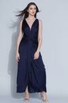 Buy_Angry Owl_Blue Modal Embellished Owl Motif V Neck Front Braided Dress _Online_at_Aza_Fashions