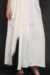 Shop_Angry Owl_White Modal Owl Motif V Neck Pleated Draped Dress _Online_at_Aza_Fashions