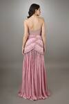 Shop_Anjum Qureshi_Pink Organza, Satin Floral, Sequin Embroidered Layered Gown _at_Aza_Fashions