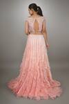 Shop_Anjum Qureshi_Pink Organza, Net Floral, Tassel Straight Embroidered Ruffle Textured Gown _at_Aza_Fashions