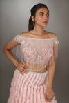 Buy_Anjum Qureshi_Pink Organza, Net Floral, Tassel Straight Embroidered Ruffle Textured Gown _Online_at_Aza_Fashions