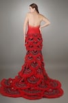 Shop_Anjum Qureshi_Red Satin, Net And Organza Self & Sculpted Bodice Embroidered Mermaid Gown _at_Aza_Fashions