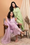 Buy_Anushka Repswal - Sewing Love_Purple Kurta Malai Chanderi Embroidery Pearl Round Set  _at_Aza_Fashions