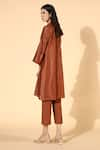 Meadow_Brown Tunic Silk Chanderi Pants Cotton Linen Inner And Set  _Online_at_Aza_Fashions