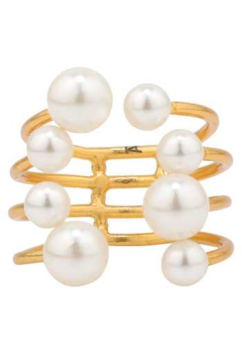 Buy_Anaash_Gold Plated Pearl Manufactured Embellished Designer Ring _at_Aza_Fashions