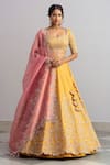 Buy Anushree Reddy Yellow Organza Embroidery Square Neck Nisf Bridal Lehenga Set at Aza Fashions Buy_Anushree Reddy_Yellow Organza Embroidery Square Neck Nisf Bridal Lehenga Set _at_Aza_Fashions