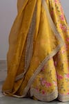 Buy_Anushree Reddy_Yellow Raw Silk Hayaat Floral Print Lehenga Set_Online_at_Aza_Fashions