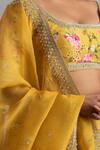 Anushree Reddy_Yellow Raw Silk Hayaat Floral Print Lehenga Set_at_Aza_Fashions