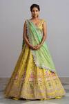 Anushree Reddy_Yellow Organza V Neck Naayaab Bridal Lehenga Set_Online_at_Aza_Fashions