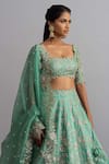 Anushree Reddy_Green Shabnam Organza Lehenga Set_Online_at_Aza_Fashions