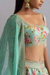 Buy_Anushree Reddy_Blue Raw Silk Hayaat Floral Print Lehenga Set_Online_at_Aza_Fashions