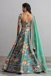 Shop_Anushree Reddy_Blue Raw Silk Dupatta Organza Embroidery Bebak Floral Print Bridal Lehenga Set_at_Aza_Fashions
