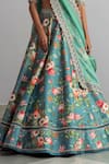 Shop_Anushree Reddy_Blue Raw Silk Dupatta Organza Embroidery Bebak Floral Print Bridal Lehenga Set_Online_at_Aza_Fashions