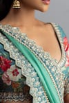 Anushree Reddy_Blue Raw Silk Dupatta Organza Embroidery Bebak Floral Print Bridal Lehenga Set_at_Aza_Fashions