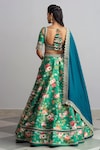 Shop_Anushree Reddy_Green Raw Silk Bebak Floral Print Lehenga Set_at_Aza_Fashions