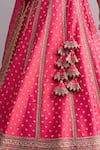 Shop_Anushree Reddy_Pink Raw Silk Dupatta Organza Embroidery Riwaayat Bridal Lehenga Set  _Online_at_Aza_Fashions