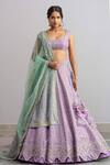 Buy_Anushree Reddy_Purple Raw Silk Dupatta Organza Aafreen Bridal Lehenga Set  _at_Aza_Fashions