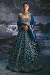 Buy_Anushree Reddy_Green Raw Silk And Organza Cutdana, Sequin & Thread Square Neck Bridal Lehenga Set_at_Aza_Fashions