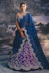 Buy_Anushree Reddy_Purple Raw Silk And Organza Cutdana, Sequin & Thread Square Bridal Lehenga Set_at_Aza_Fashions