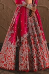 Buy_Anushree Reddy_Red Organza Embroidery Zardozi Square Neck Bridal Lehenga Set  _Online_at_Aza_Fashions