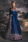Buy_Anushree Reddy_Purple Raw Silk And Organza Zardozi V Neck Bridal Lehenga Set_at_Aza_Fashions
