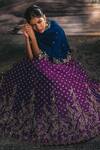 Anushree Reddy_Purple Raw Silk And Organza Zardozi V Neck Bridal Lehenga Set_Online_at_Aza_Fashions