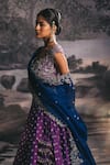 Buy_Anushree Reddy_Purple Raw Silk And Organza Zardozi V Neck Bridal Lehenga Set_Online_at_Aza_Fashions