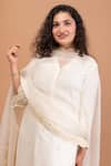 Buy_Anushka Repswal - Sewing Love_Ivory Kurta Malai Chanderi Embroidery Pearl V Neck Set  _Online_at_Aza_Fashions