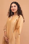 Anushka Repswal - Sewing Love_Beige Kurta Malai Chanderi Embroidery Floral Notched Set  _Online_at_Aza_Fashions